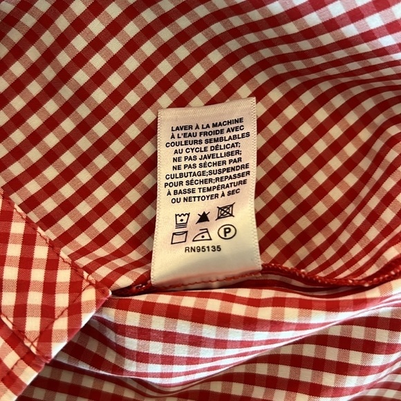 Lafayette 148 New York Paget Red White Gingham Cotton Button Down Shirt Size M - Picture 7 of 13